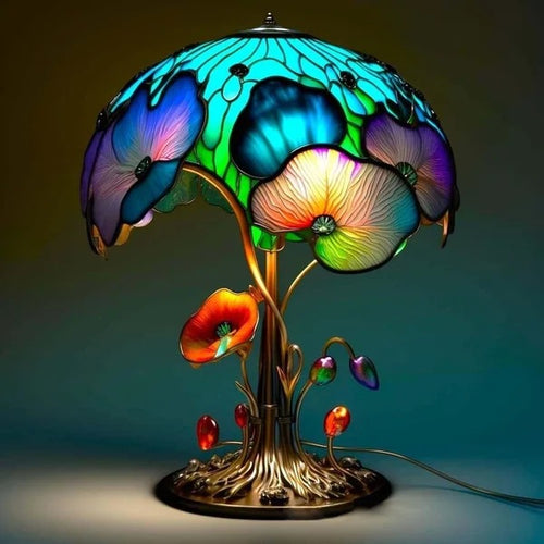 Color-changing resin mushroom LED lamp in small and large sizes for bedroom ambient lighting